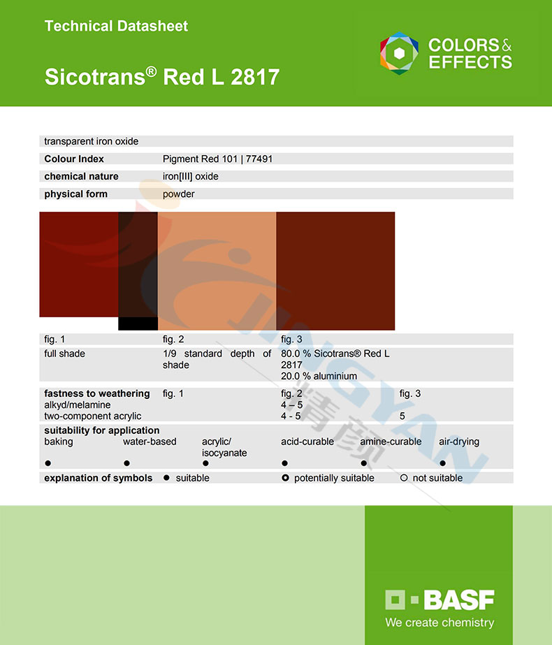 巴斯夫L2817透明氧化鐵紅技術說明書